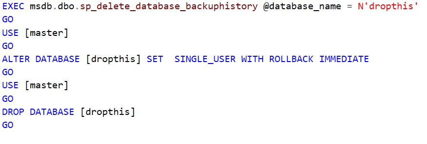 Drop Database Script
